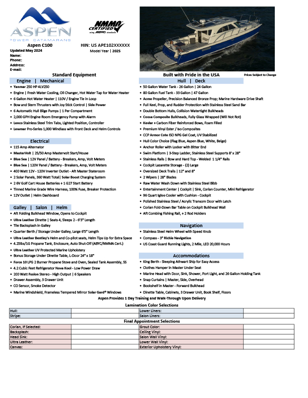 C100 Price Sheet